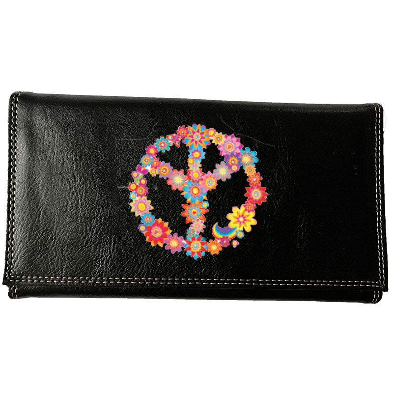 Compagnon Tout-en-Un Porte Chéquier en Simili Cuir personnalisé Peace