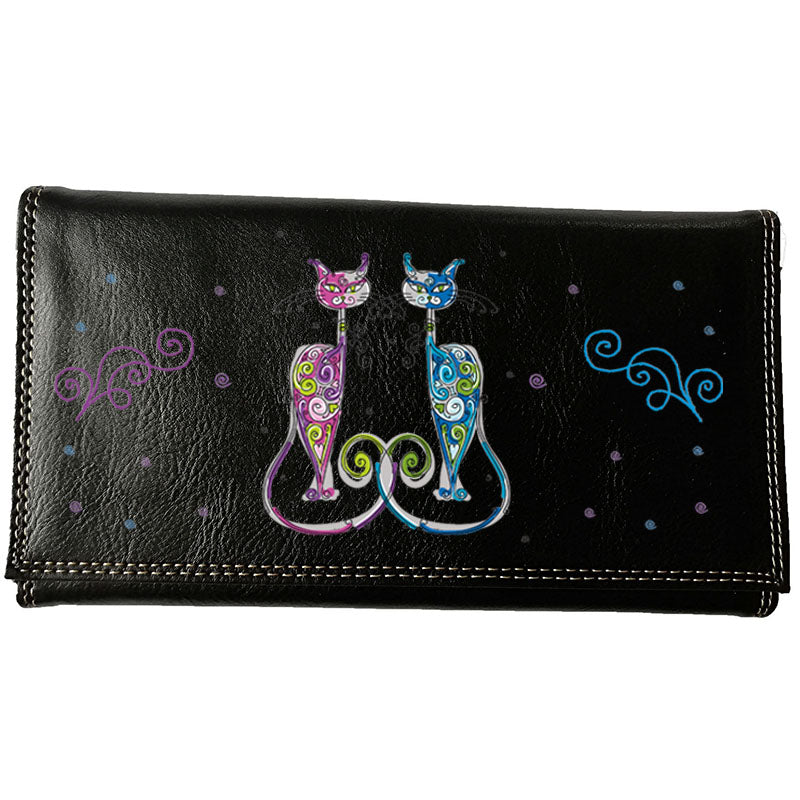 Compagnon Tout-en-Un Porte Chéquier en Simili Cuir - Design Couple Chat
