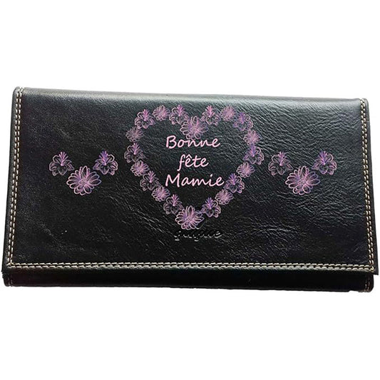 Compagnon Tout-en-Un Porte Chéquier en Simili Cuir personnalisé Bonne fête Mamie