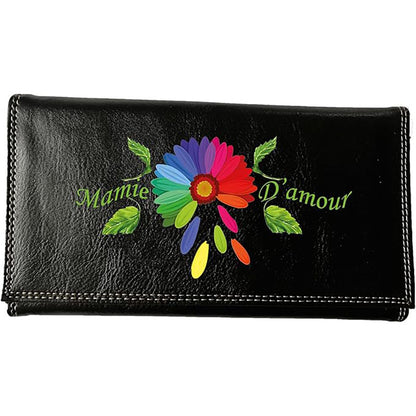 Compagnon Tout-en-Un Porte Chéquier en Simili Cuir personnalisé Mamie Color