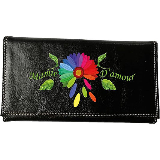 Compagnon Tout-en-Un Porte Chéquier en Simili Cuir personnalisé Mamie Color