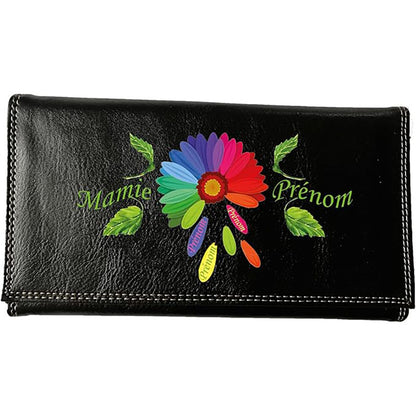 Compagnon Tout-en-Un Porte Chéquier en Simili Cuir personnalisé Mamie Color