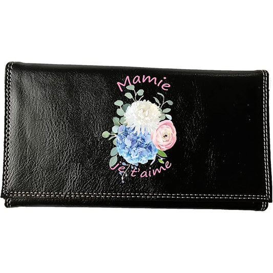 Compagnon Tout-en-Un Porte Chéquier en Simili Cuir personnalisé Mamie je t'aime