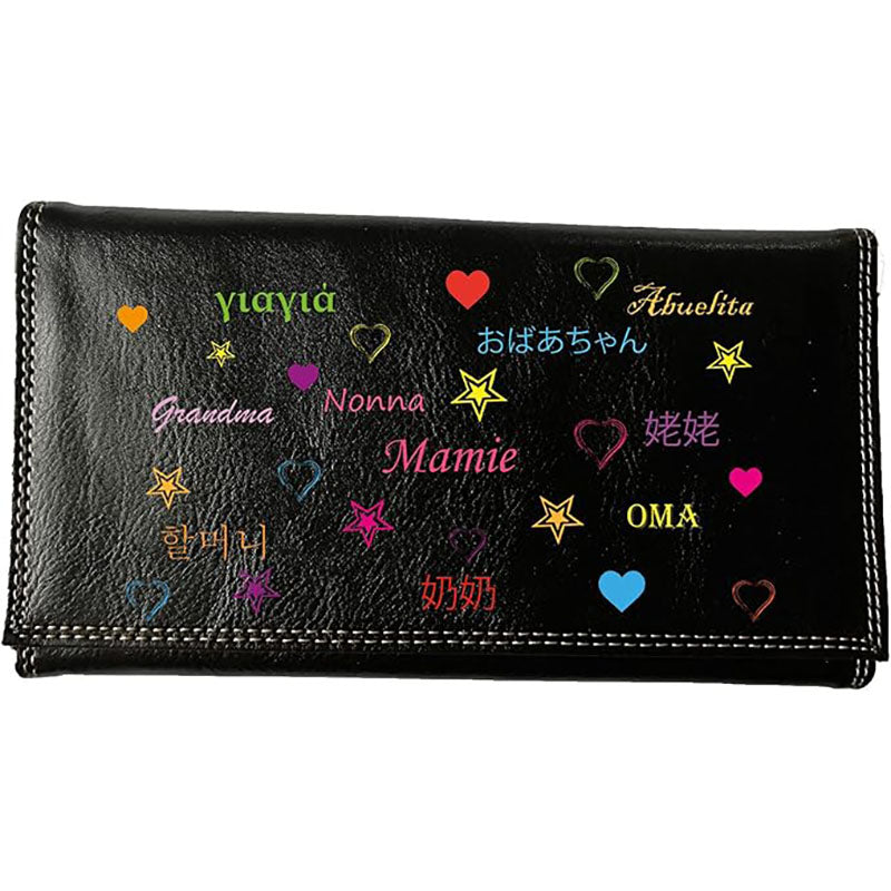 Compagnon Tout-en-Un Porte Chéquier en Simili Cuir personnalisé Mamie Pays