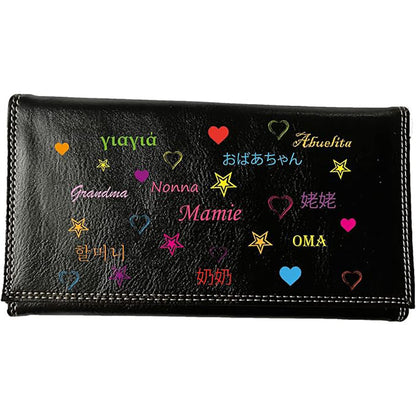 Compagnon Tout-en-Un Porte Chéquier en Simili Cuir personnalisé Mamie Pays
