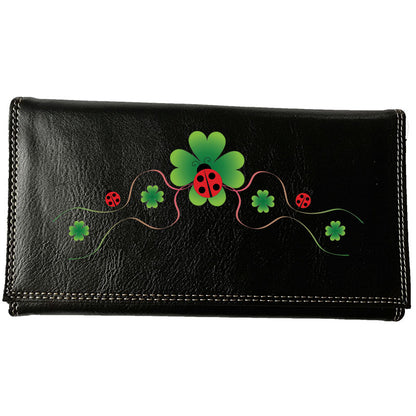 Compagnon Tout-en-Un Porte Chéquier en Simili Cuir personnalisé Trèfle Coccinelle