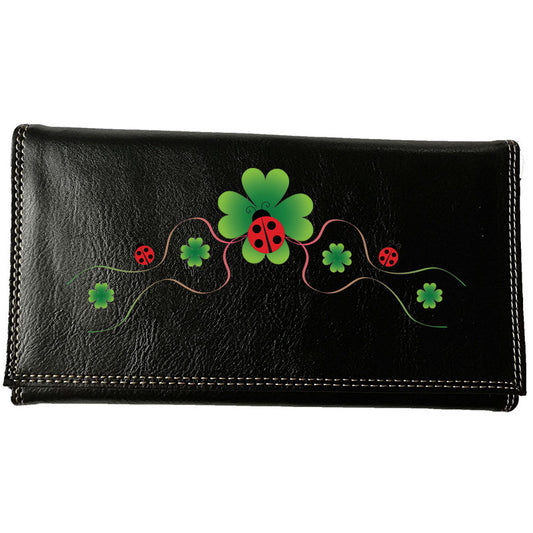 Compagnon Tout-en-Un Porte Chéquier en Simili Cuir personnalisé Trèfle Coccinelle