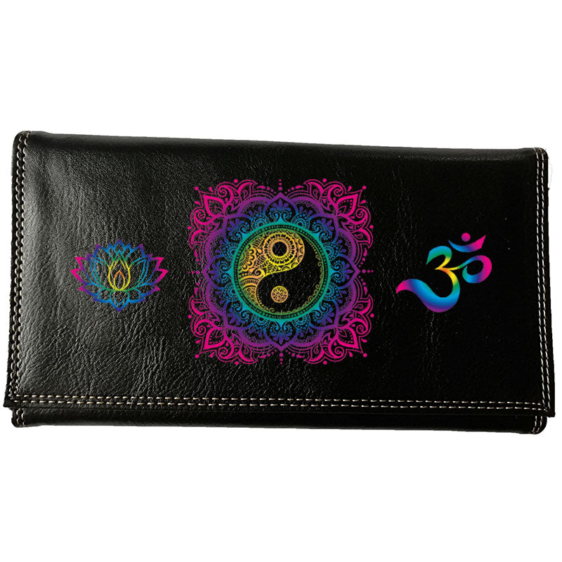Compagnon Tout-en-Un Porte Chéquier en Simili Cuir personnalisé Mandala Ying Yang