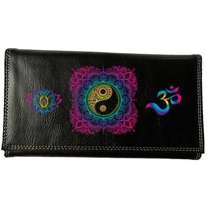 Compagnon Tout-en-Un Porte Chéquier en Simili Cuir personnalisé Mandala Ying Yang