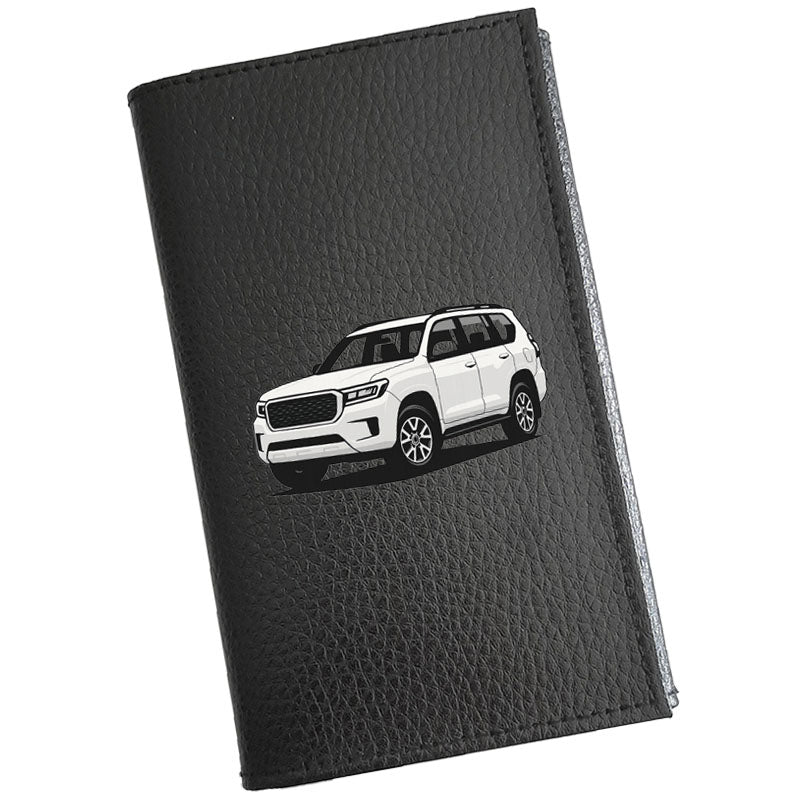 Etui Porte carte grise en cuir noir personnalisé Voiture - prénom en option