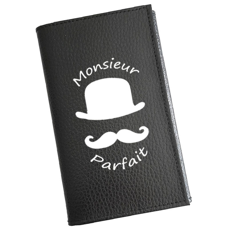 Porte carte grise en cuir noir personnalisé Mr Parfait