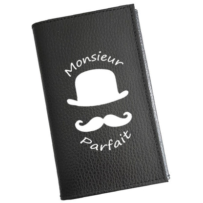 Porte carte grise en cuir noir personnalisé Mr Parfait