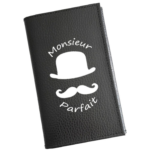 Porte carte grise en cuir noir personnalisé Mr Parfait
