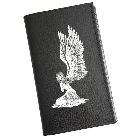 Etui Porte carte grise en cuir noir personnalisé Ange