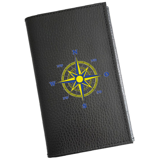 Porte carte grise en cuir noir personnalisé Boussole