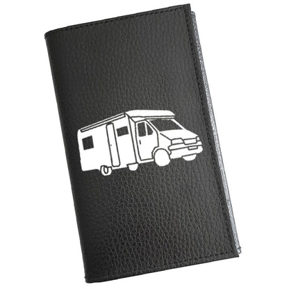 Porte carte grise en cuir noir personnalisé Camping Car