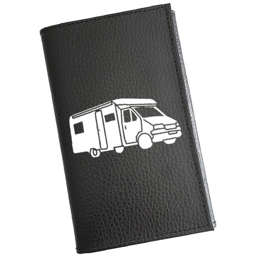 Porte carte grise en cuir noir personnalisé Camping Car