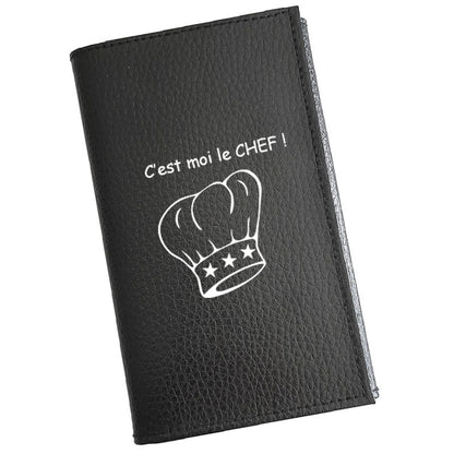 Porte carte grise en cuir noir personnalisé Chef Cuisto