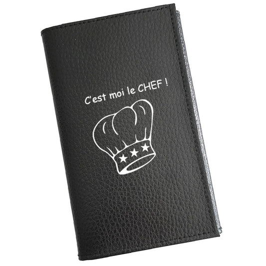 Porte carte grise en cuir noir personnalisé Chef Cuisto