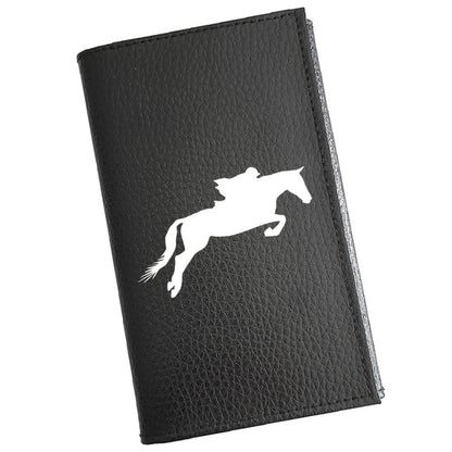 Porte carte grise en cuir noir personnalisé Cheval de Course