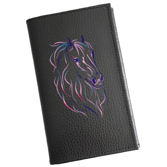 Porte carte grise en cuir noir personnalisé Cheval