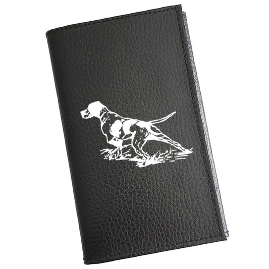 Porte carte grise en cuir noir personnalisé Chien pointer