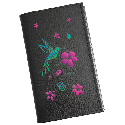 Porte carte grise en cuir noir personnalisé Colibri