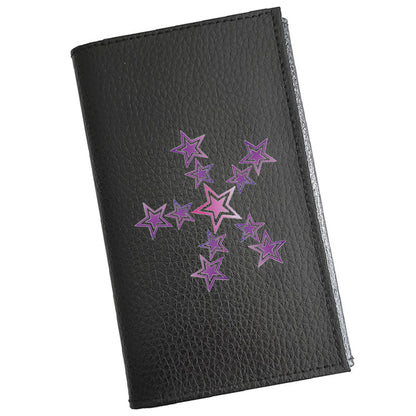 Porte carte grise en cuir noir personnalisé Étoile