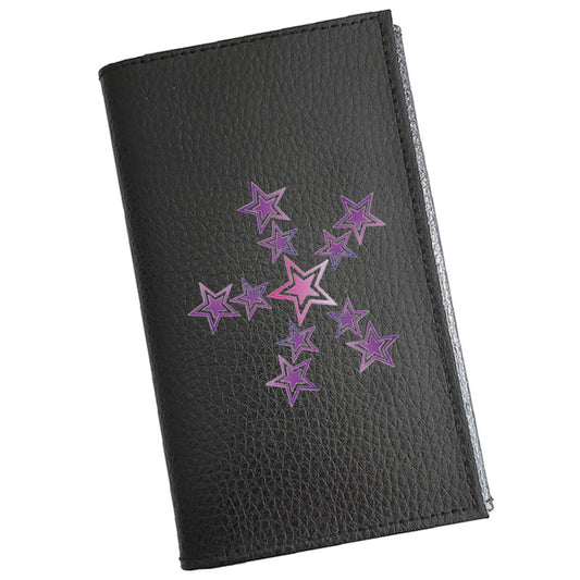 Porte carte grise en cuir noir personnalisé Étoile