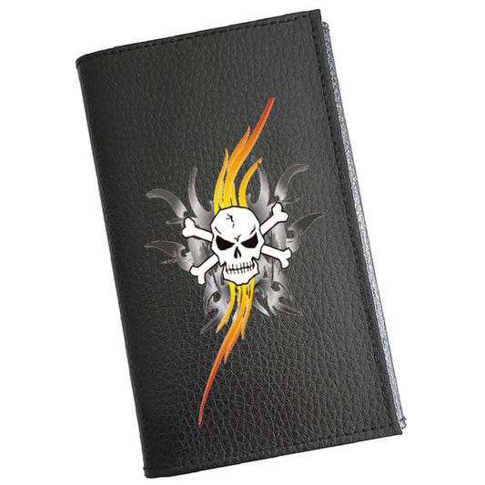 Porte carte grise en cuir noir personnalisé Flamme