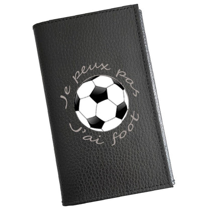 Porte carte grise en cuir noir personnalisé Foot Passion