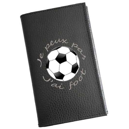 Porte carte grise en cuir noir personnalisé Foot Passion