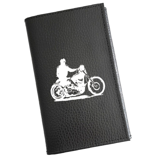 Porte carte grise en cuir noir personnalisé Harley
