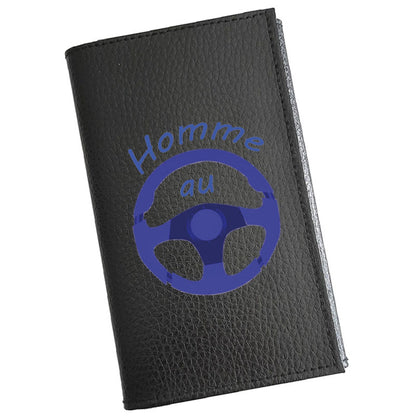 Porte carte grise en cuir noir personnalisé Homme au Volant