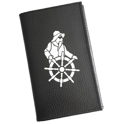 Porte carte grise en cuir noir personnalisé Marin