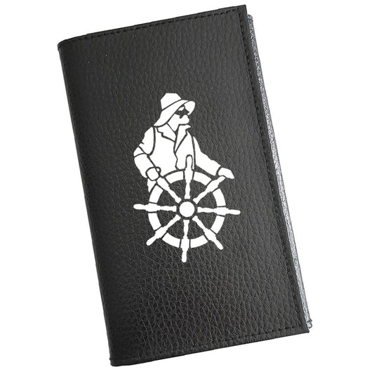 Porte carte grise en cuir noir personnalisé Marin