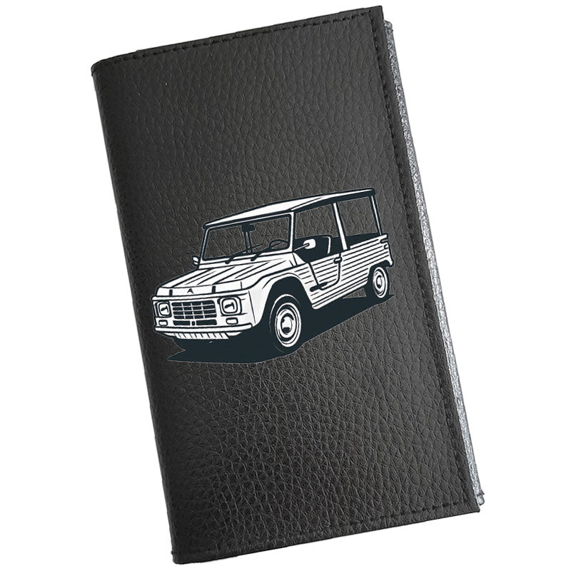 Étui Carte Grise en Cuir Noir Personnalisé Voiture Style Méhari – en option Prénom  - Cadeau auto ancienne