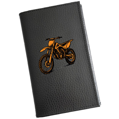 Étui Carte Grise en Cuir Noir – Personnalisé Moto Cross – en option Prénom  – Cadeau Biker