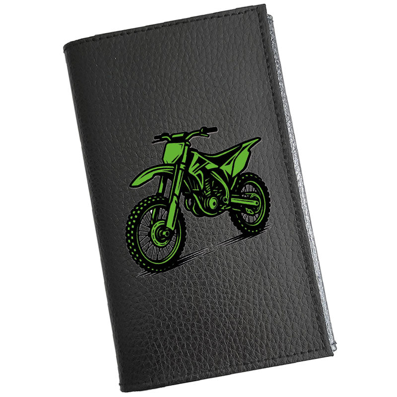 Étui Carte Grise en Cuir Noir – Personnalisé Moto Cross – en option Prénom  – Cadeau Biker