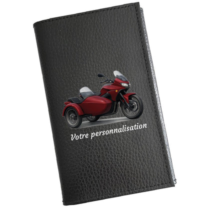 Étui Carte Grise en Cuir Noir Personnalisé Moto Side Car – en option Prénom  - Cadeau Motard cadeau motard collection