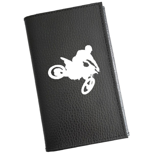 Porte carte grise en cuir noir personnalisé Motocross