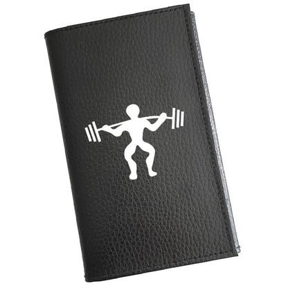 Porte carte grise en cuir noir personnalisé Musculation - Bodybuilder