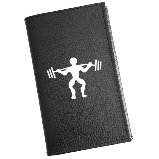 Porte carte grise en cuir noir personnalisé Musculation - Bodybuilder