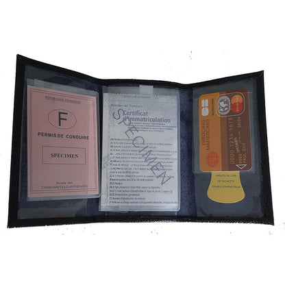 Porte carte grise en cuir noir personnalisé Quad