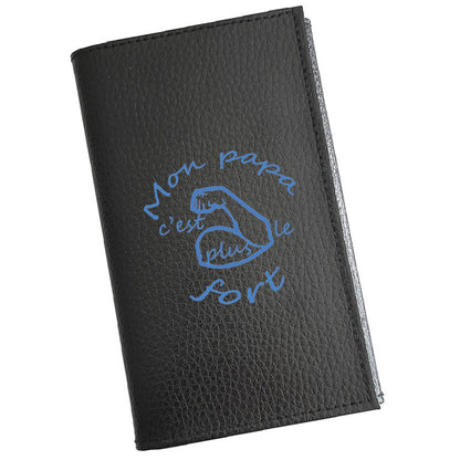 Porte carte grise en cuir noir pour hom Papa forme personnalisét