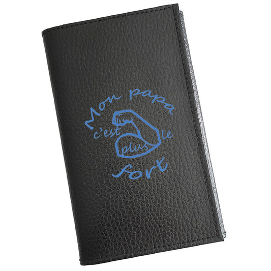 Porte carte grise en cuir noir pour hom Papa forme personnalisét