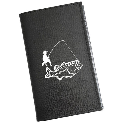 Porte carte grise en cuir noir personnalisé pêcheur