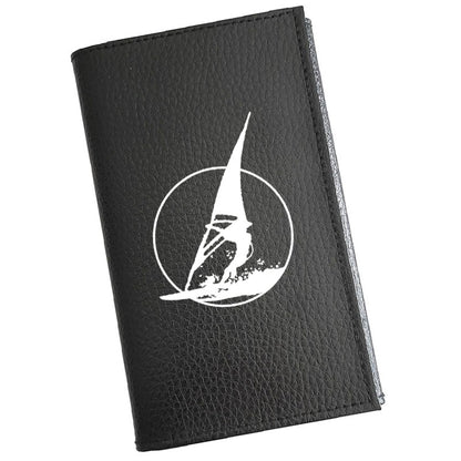 Porte carte grise en cuir noir personnalisé Planche à Voile