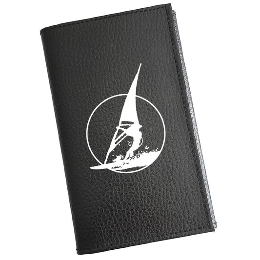 Porte carte grise en cuir noir personnalisé Planche à Voile