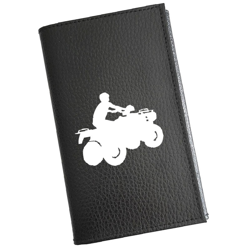 Porte carte grise en cuir noir personnalisé Quad